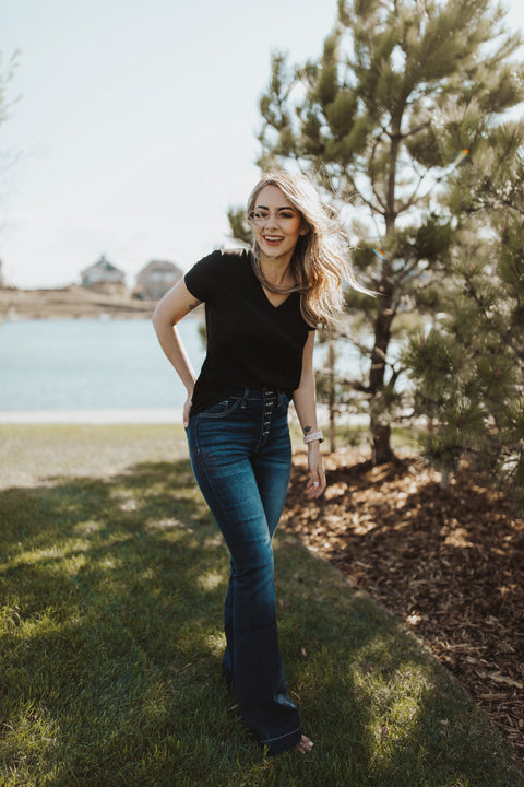 Button Up Flare Jeans