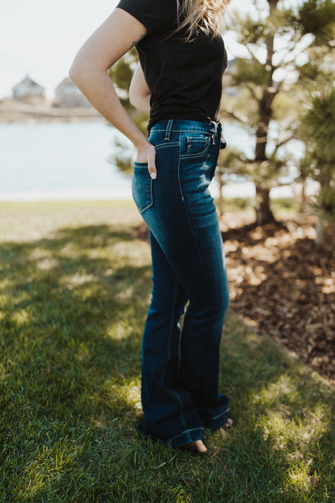 Button Up Flare Jeans